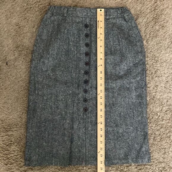 Vintage Women's Button Front Pencil Skirt Gray Tweed XS Preppy Business Casual - Picture 7 of 8